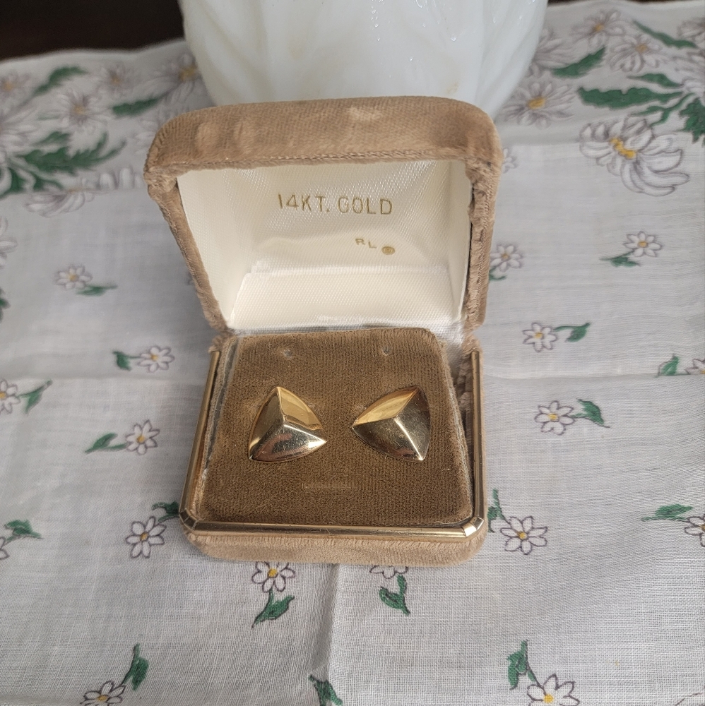 Vintage Ralph Lauren Gold Triangle Earrings